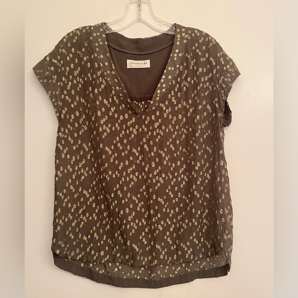 Rosemunde Copenhagen Sheer Olive with Gold Top size S